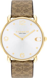 COACH Elliot Snake Print Leather Strap Watch, 36mm