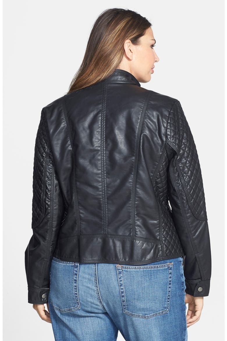 Faux Leather Jacket, Alternate, color, BLACK