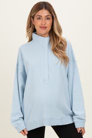 PinkBlush Blue Snap Collar Oversized Sweatshirt