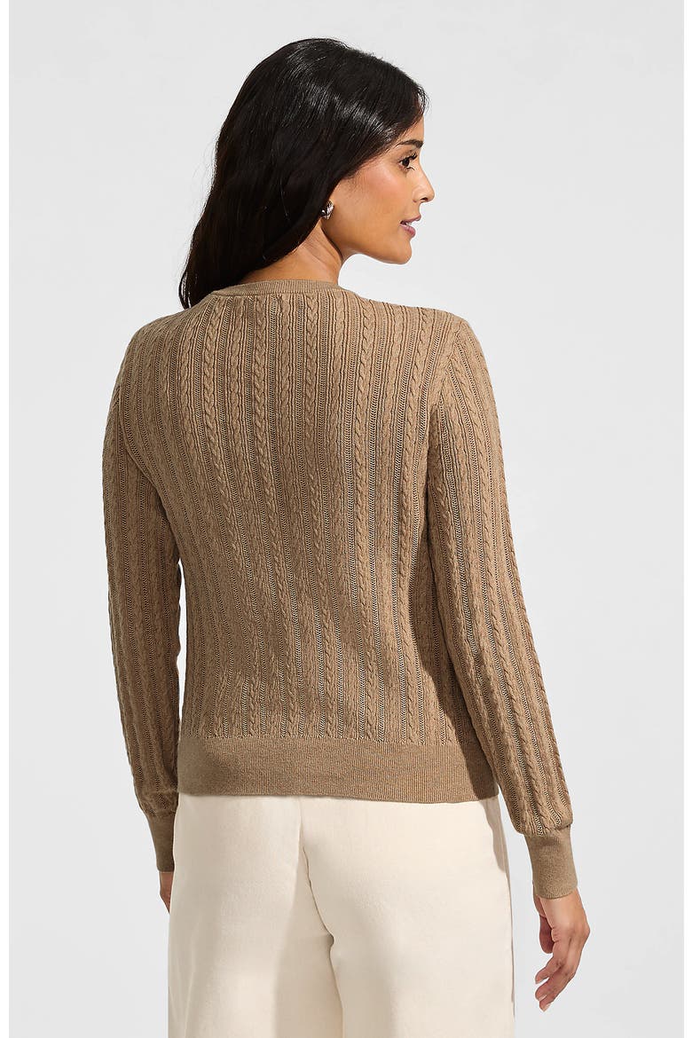 Cotton Pointelle Modern Cardigan Sweater, Alternate, color, Vicuna Heather