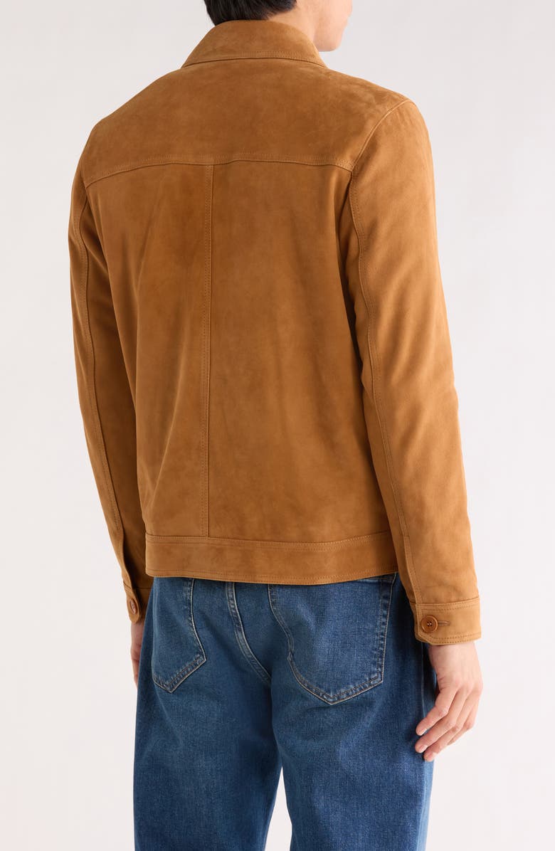 Bugatchi Suede Trucker Jacket, Alternate, color, Tan