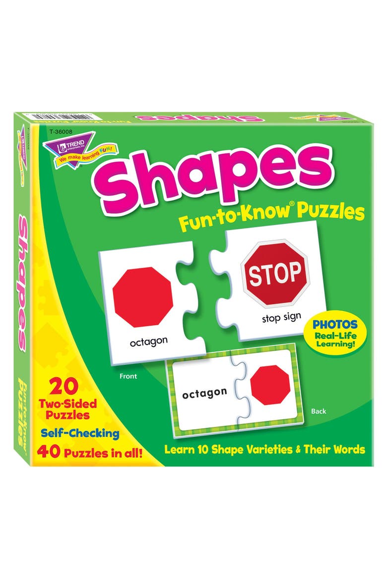Trend Enterprises, Inc. T36008 Shapes Funtoknow Puzzles, 40, Main, color, Multicolored