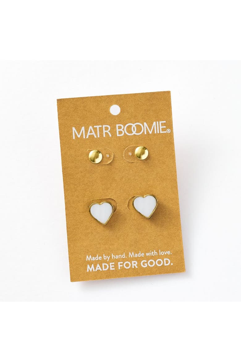 Rajani Heart Mother of Pearl Earring Set - Set of 2, Alternate, color, White