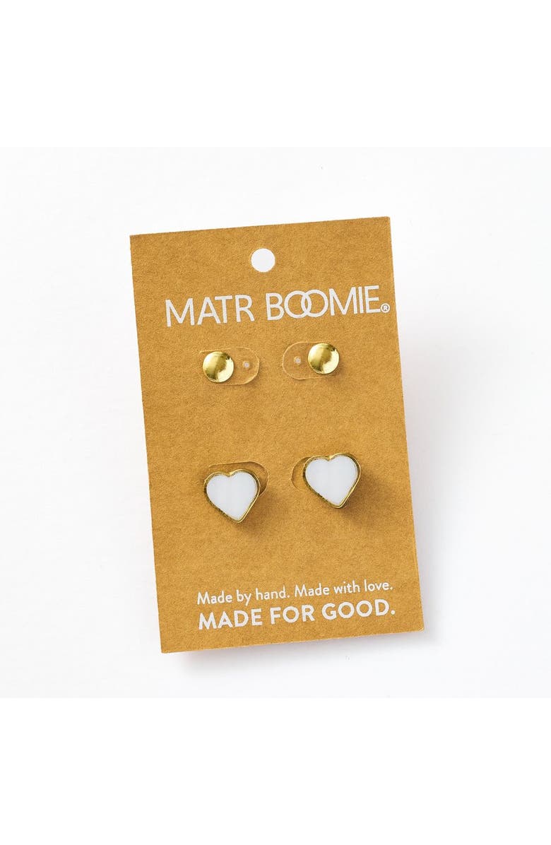 Matr Boomie Rajani Heart Mother of Pearl Earring Set - Set of 2, Alternate, color, White