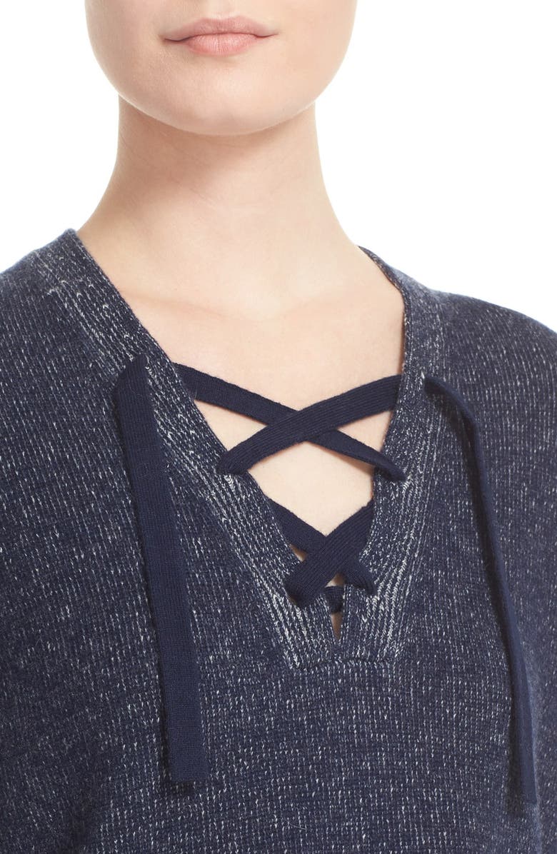 Brochu Walker Wool & Cashmere Lace-Up Sweater, Alternate, color, 