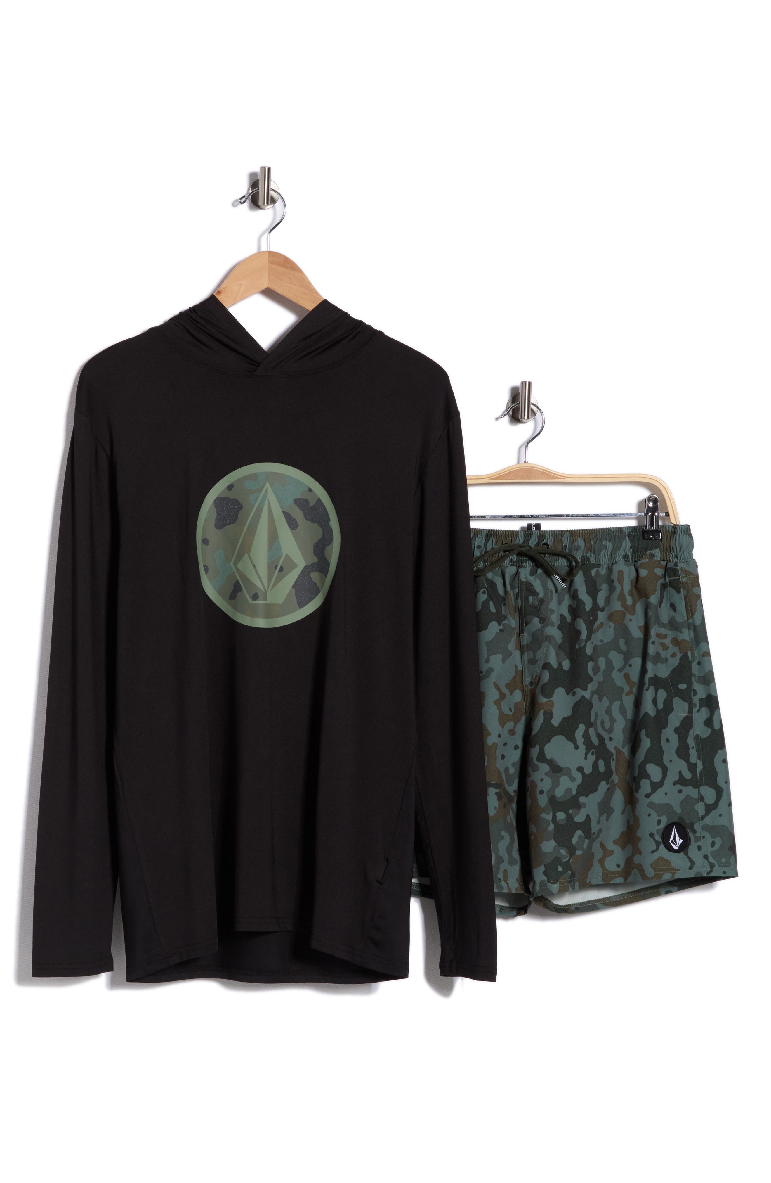 Volcom Hooded Swim T-Shirt & Swim Shorts Set