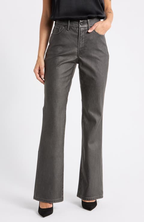High Waist Faux Leather Bootcut Pants