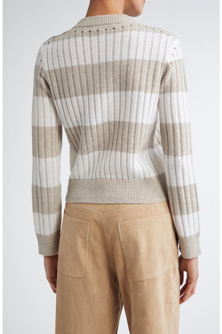 Alfeo Stripe Rib Wool & Cashmere Crop Sweater, Alternate, color, WHITE