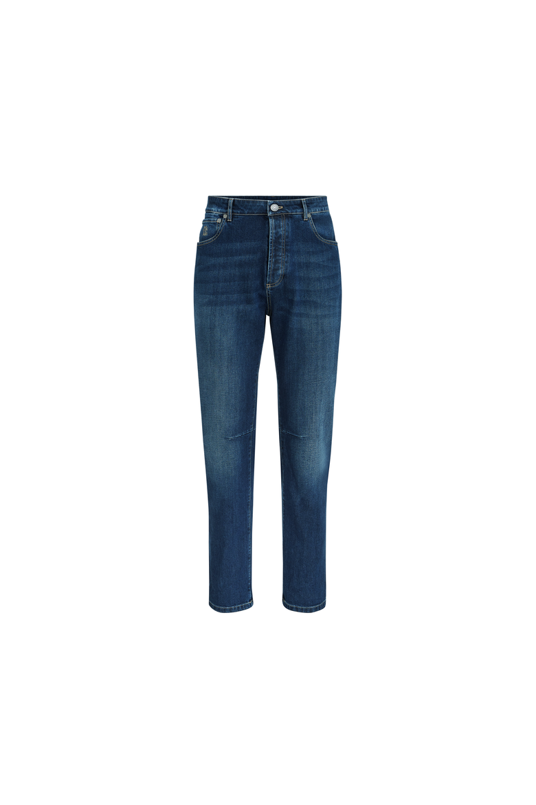 Comfort cotton denim leisure fit five-pocket trousers, Alternate, color, Dark Denim