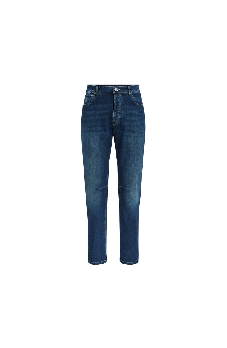 Brunello Cucinelli Comfort cotton denim leisure fit five-pocket trousers, Alternate, color, Dark Denim