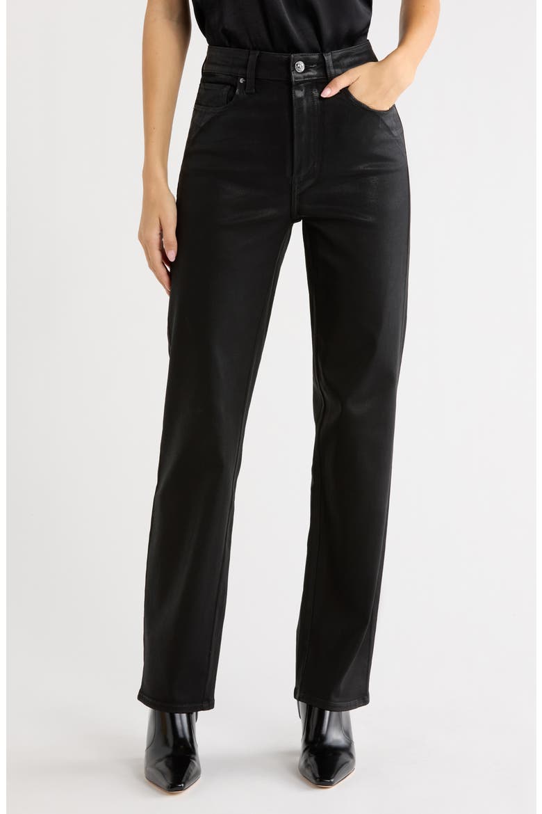 Stevie Coated High Waist Straight Leg Jeans, Main, color, BLACK FOG LUXE COATING