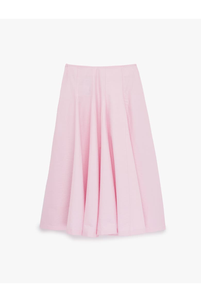 A-Line Pleated Cotton Midi Skirt, Alternate, color, PINK