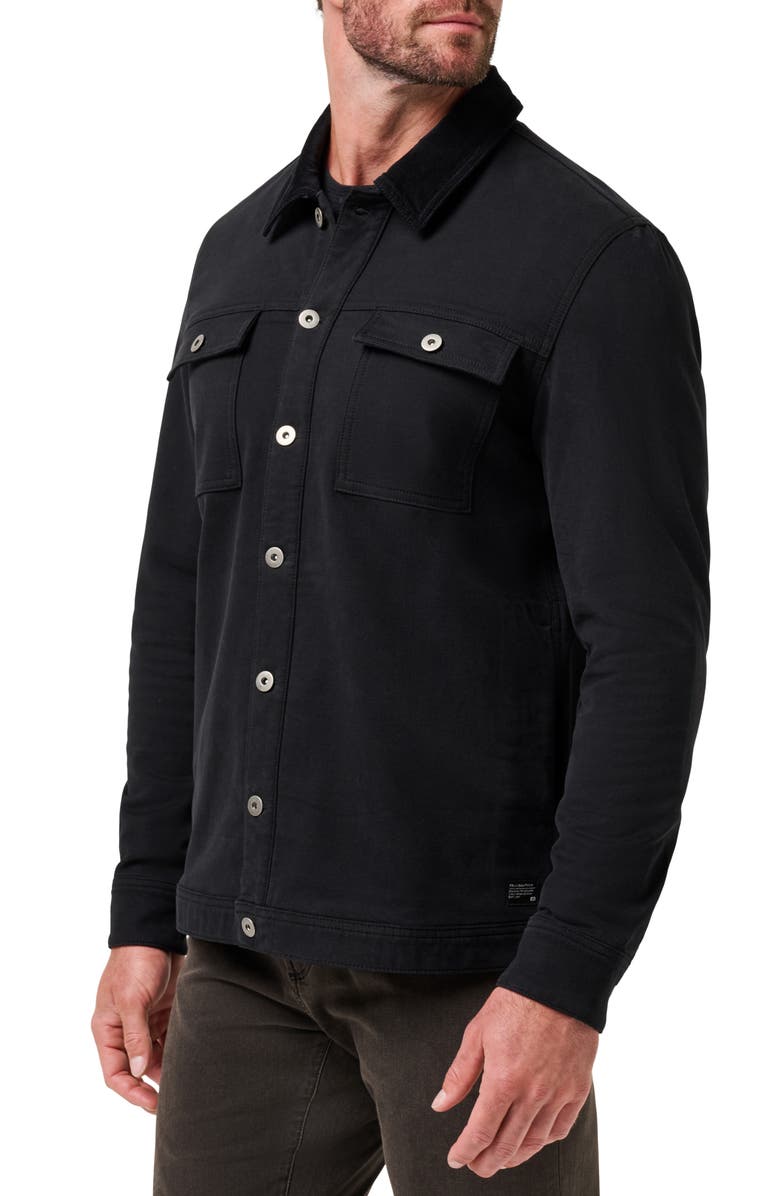 TravisMathew Cloud Denim Jacket with Corduroy Collar, Alternate, color, Black