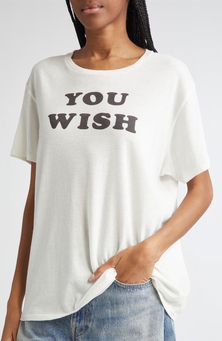 R13 You Wish Cotton & Cashmere Graphic T-Shirt, Alternate, color, Ecru