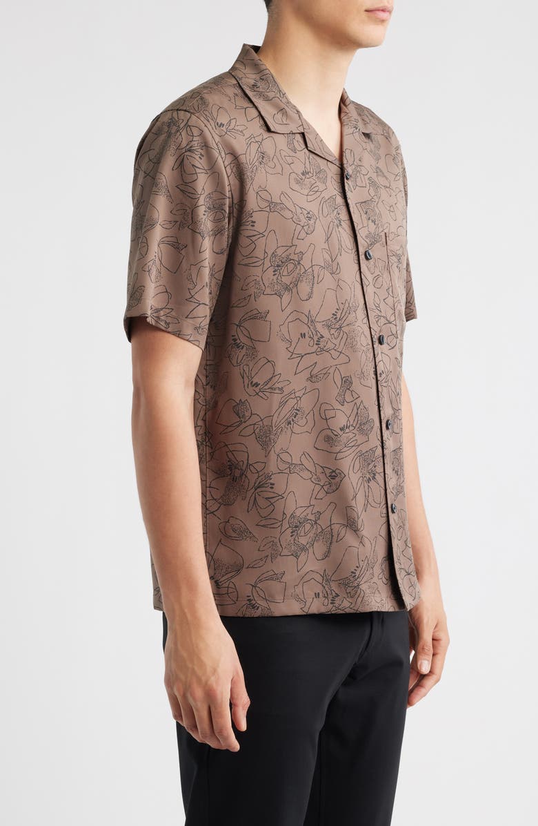 Theory Noll Floral Camp Shirt, Alternate, color, Walnut