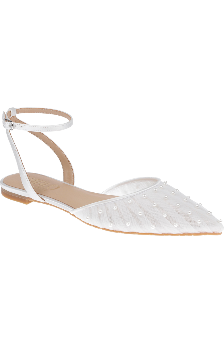 HARLO Australia Chanel Pearl - Tulle Bridal Flats with Handsewn Pearls, Alternate, color, Soft White Satin