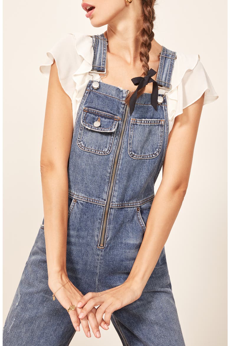 Benji Zip Front Nonstretch Denim Overalls, Alternate, color, CELTIC