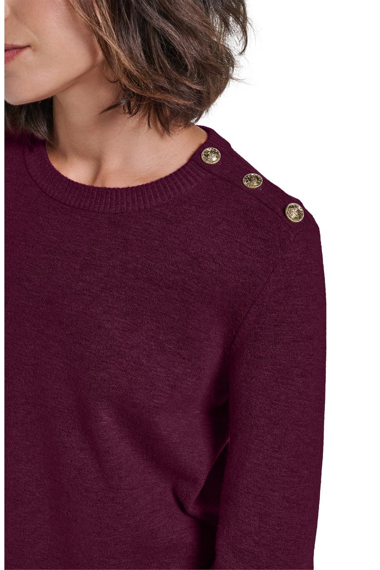 Button Detail Sweater, Alternate, color, CHERRY LACQUER