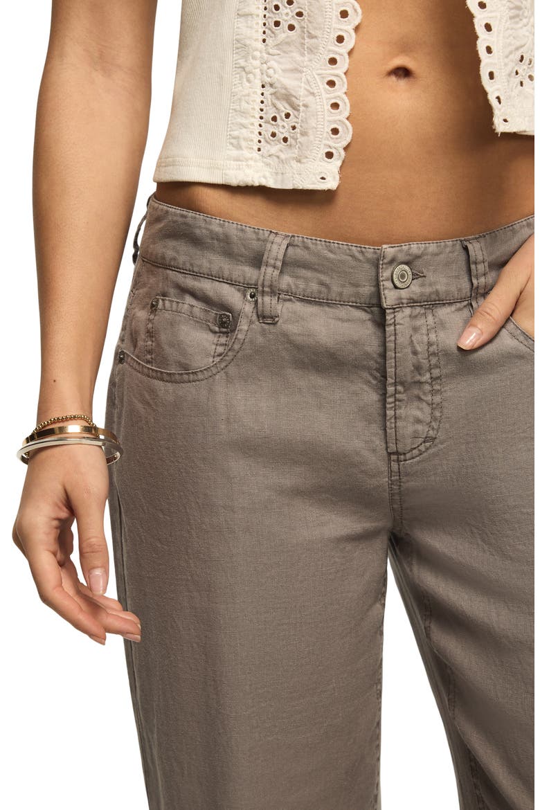 Baggy Wide Leg Linen Pants, Alternate, color, CASTLEROCK