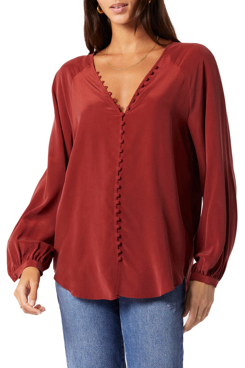 Shariana Silk Georgette Blouse, Main, color, RUSSET BROWN