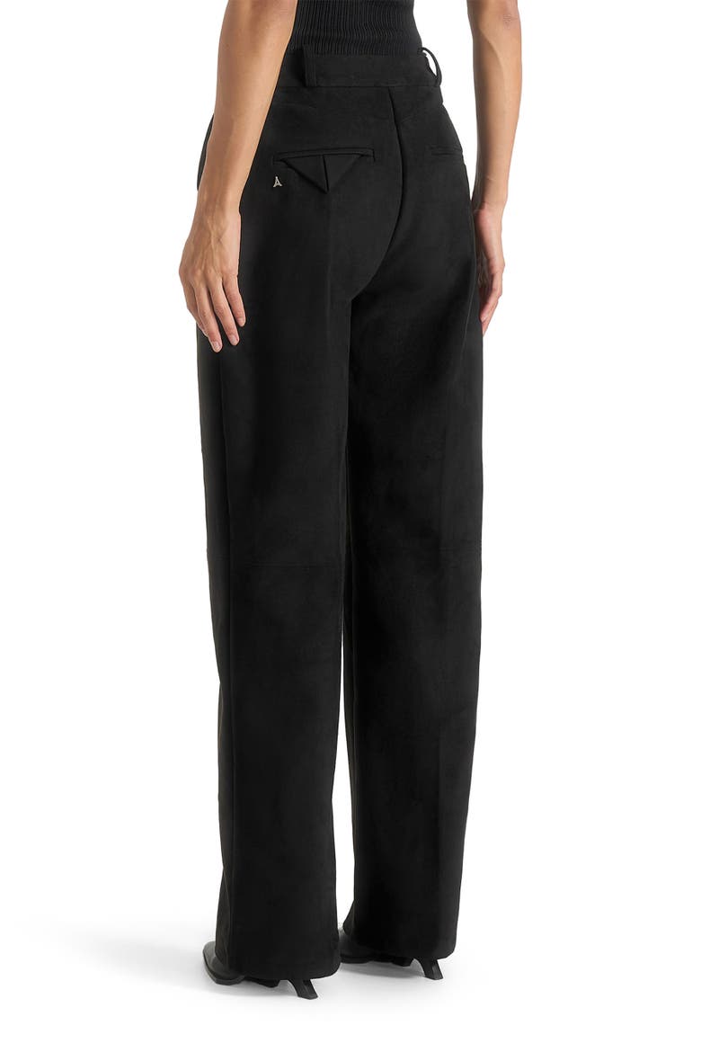 Solene Suede Wide Leg Pleated Trousers, Alternate, color, Black