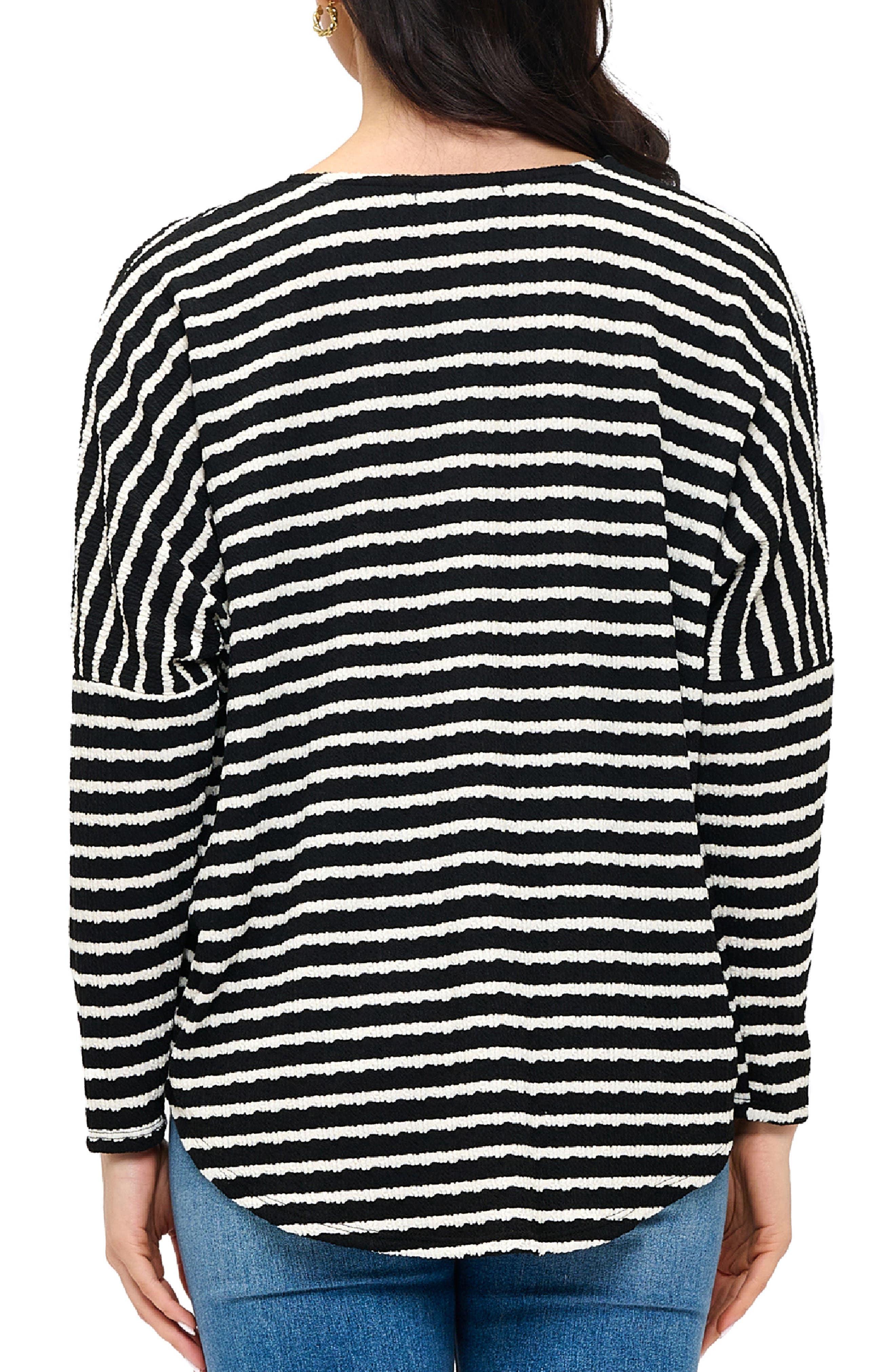 Quarter Zip Drop Shoulder Rib Long Sleeve Top - image 2