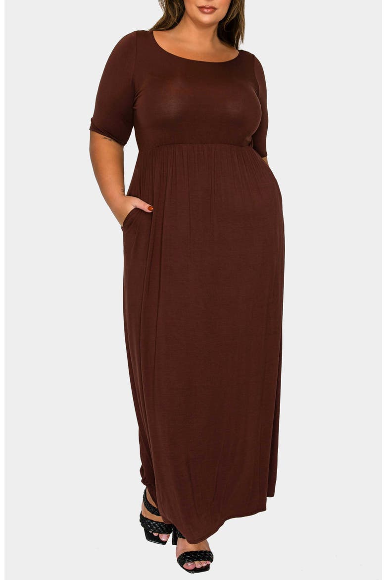 Eva Jersey Maxi Dress, Alternate, color, BROWN