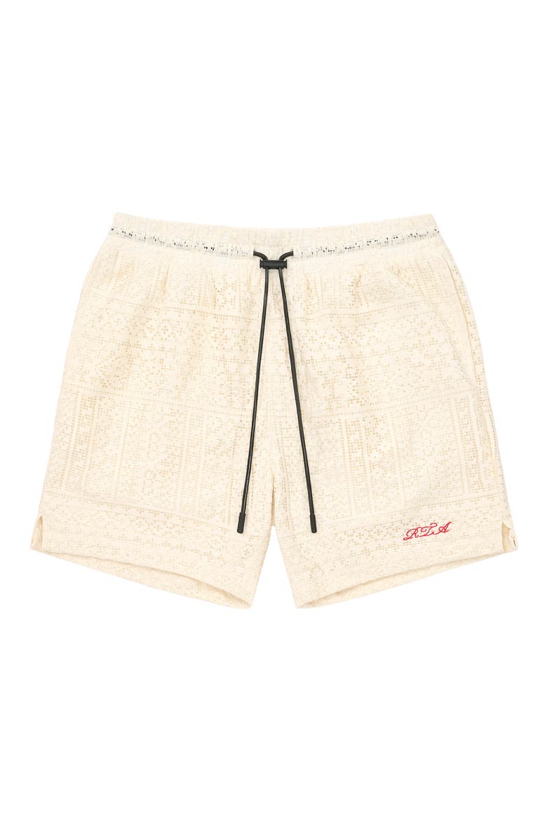 Clyde Pull-On Shorts, Main, color, SAND CURSIVE