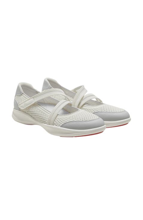 Isabeli Round-Toe Mesh Mary-Jane Sneaker Flats
