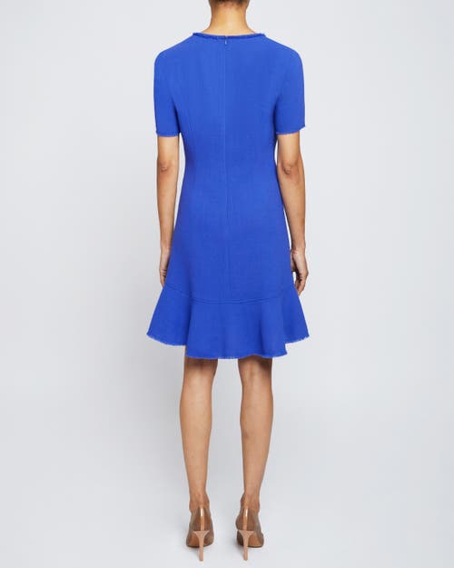 Santorelli Manta Fringe-trim Tweed Mini Dress In Violet Blue