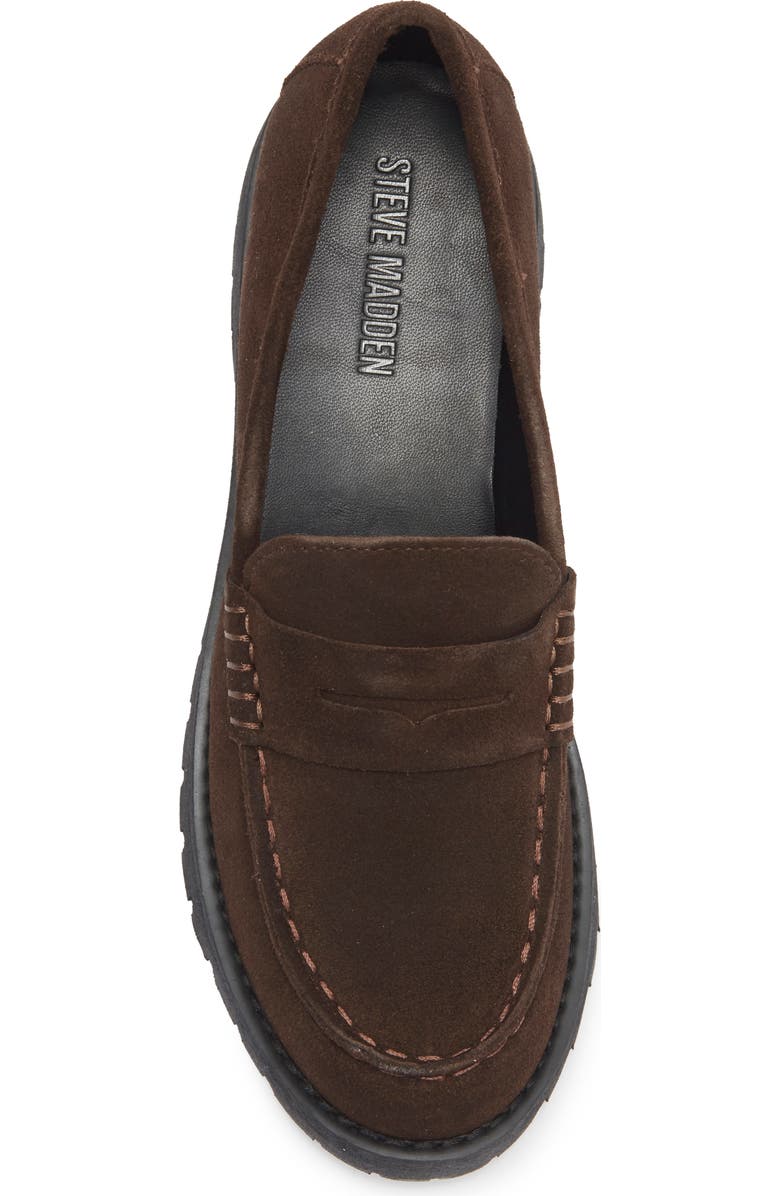Steve Madden Langsten Platform Penny Loafer, Alternate, color, Brown Suede