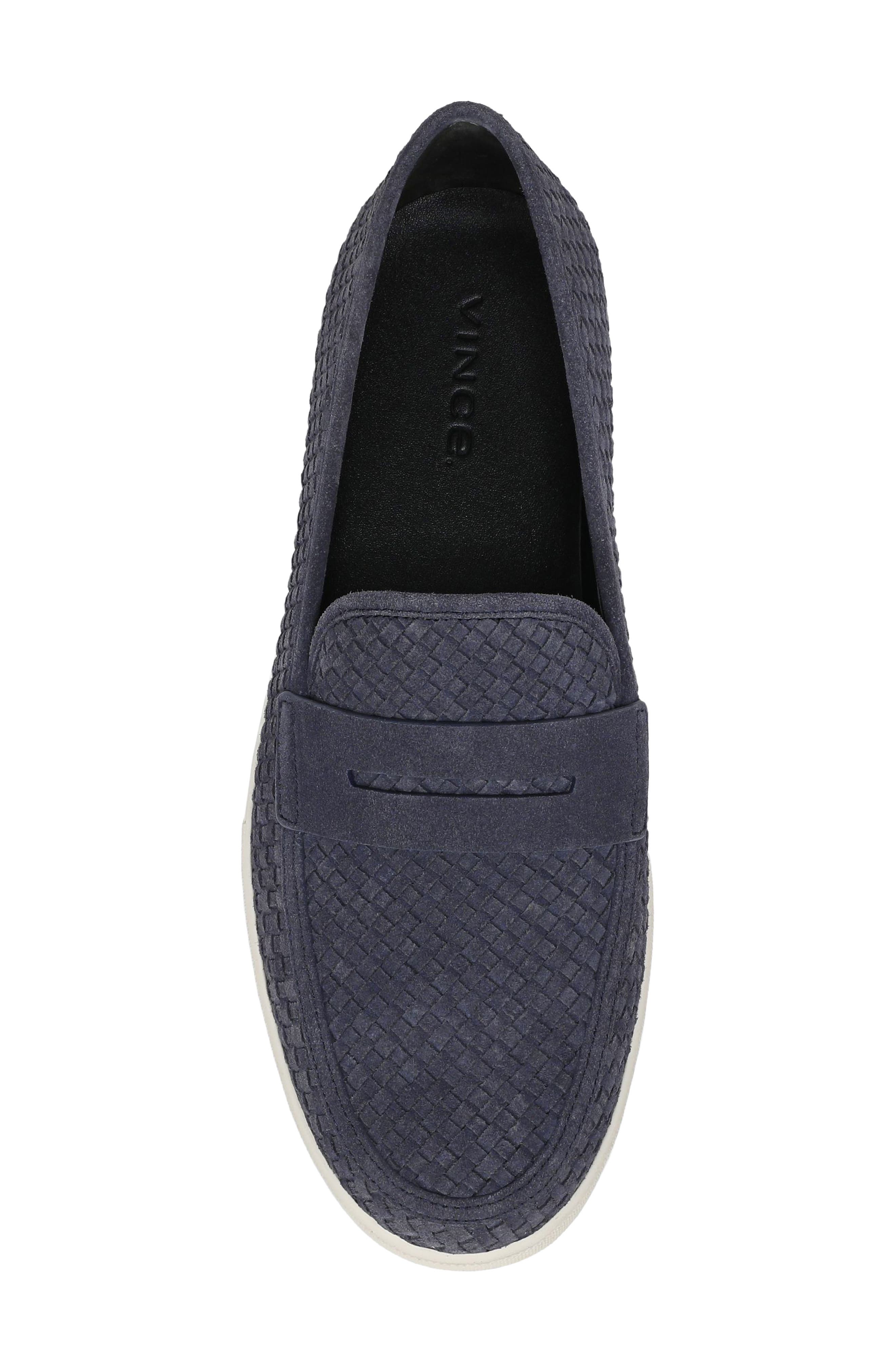 Santino Woven Suede Penny Loafer, Alternate, color, BLUE INK