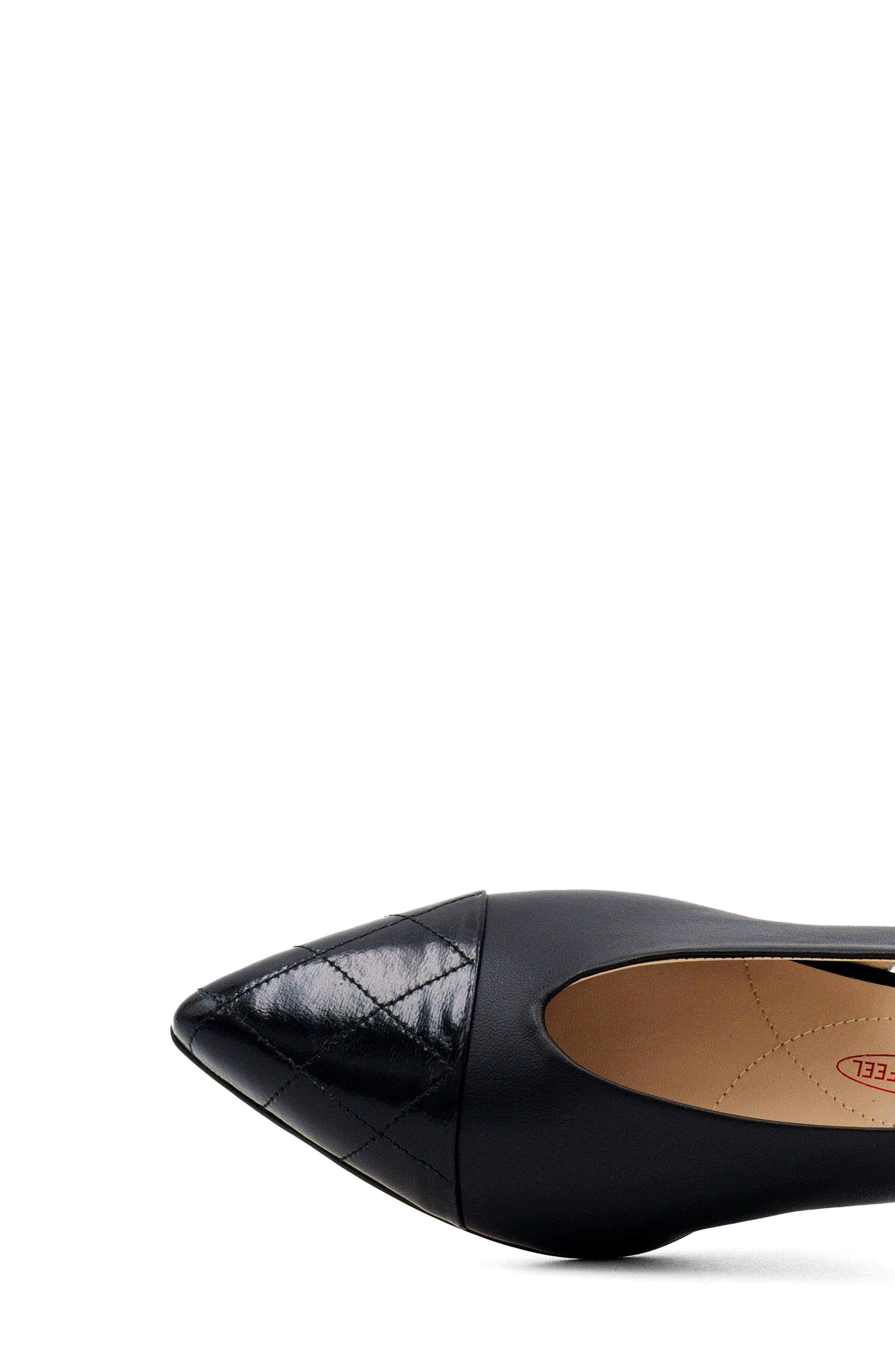 Amalfi by Rangoni Accento Slingback Pointed Cap Toe Kitten Heel Pump, Alternate, color, Black Etoile/ Black Soft Print