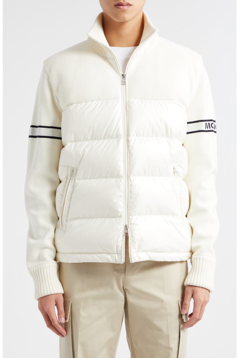 Wool Blend Puffer Cardigan, Main, color, WHITE