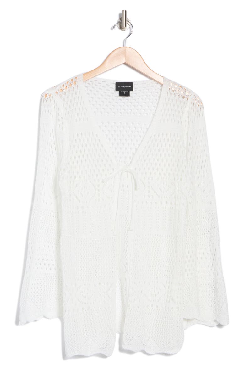 Open Stitch Tie Top, Alternate, color, WHITE