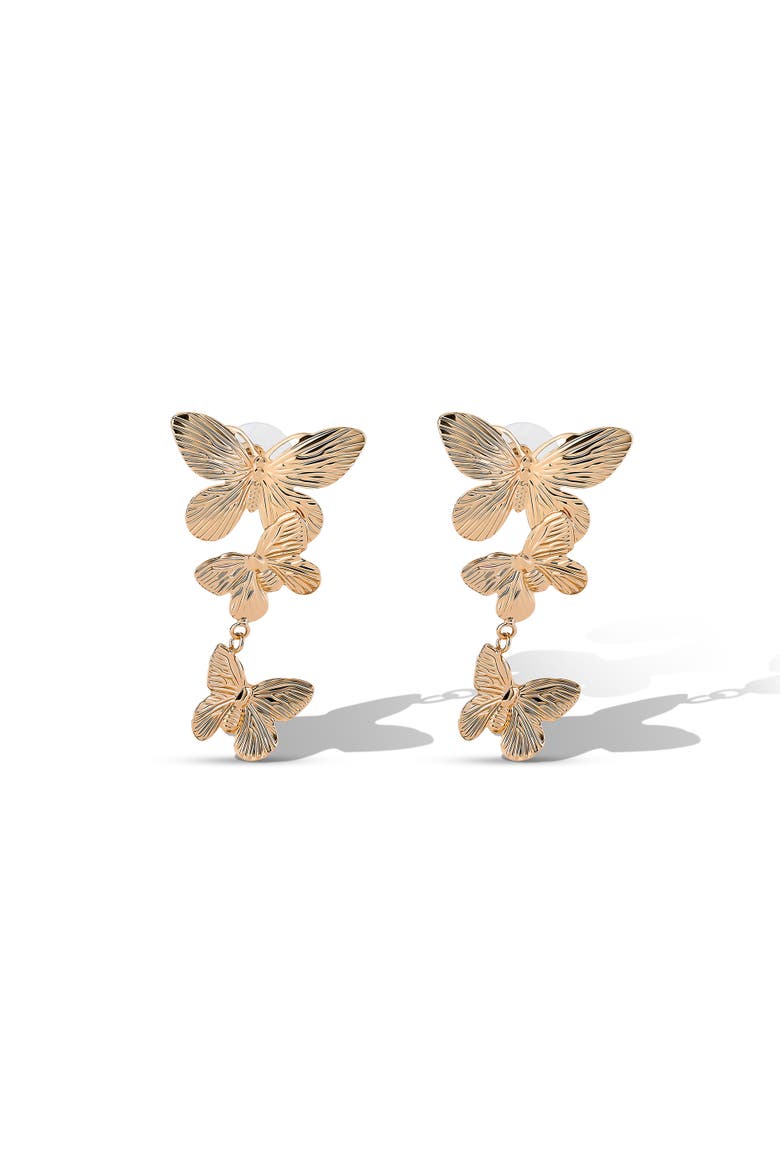 JS Jessica Simpson Cluster Butterfly Drop Earrings in Gold-Tone, Main, color, Gold