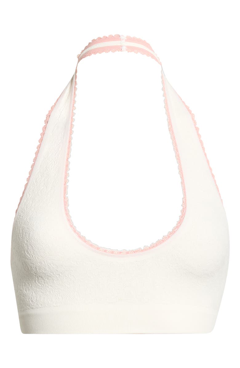 Free People Sweet Point Seamless Halter Bralette, Main, color, White Alyssum Combo