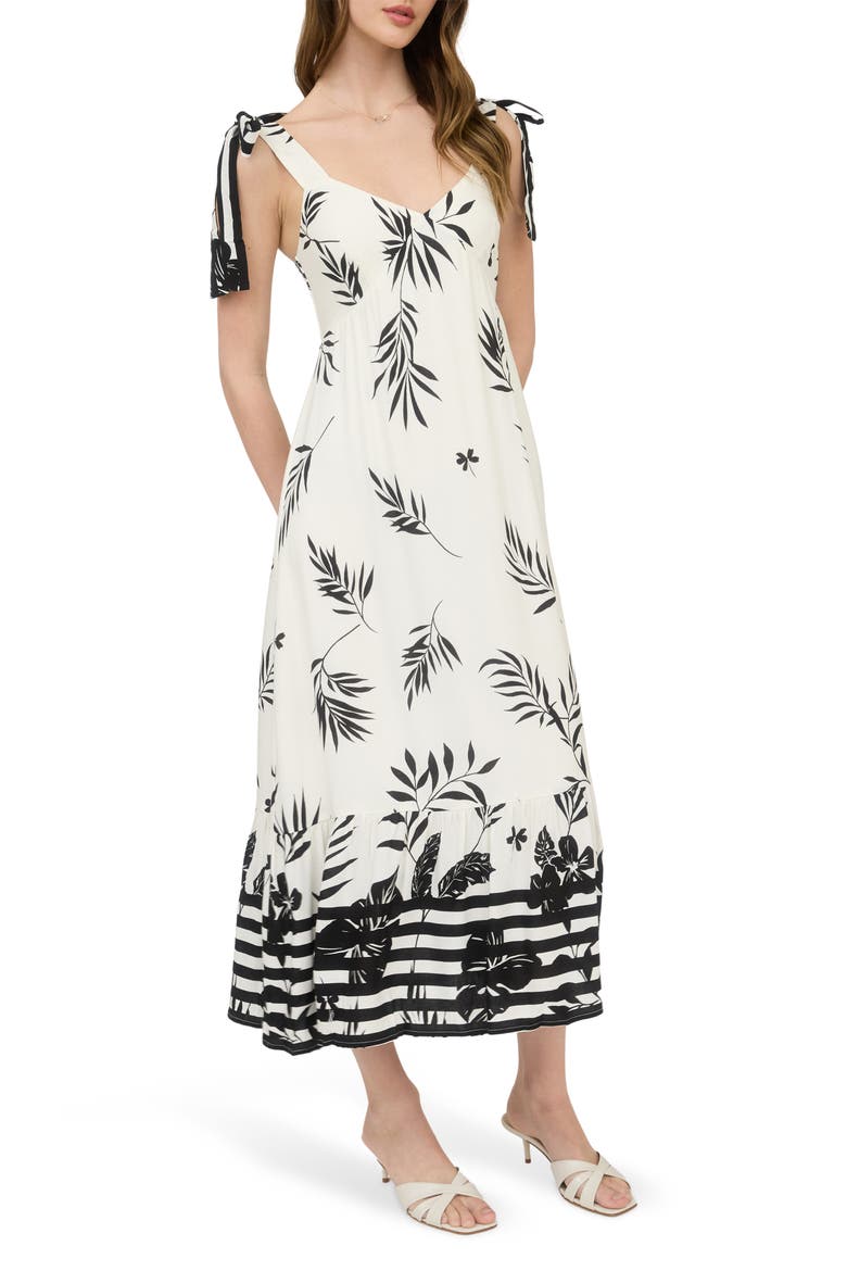 Shoulder Tie Midi Dress, Alternate, color, CREAM