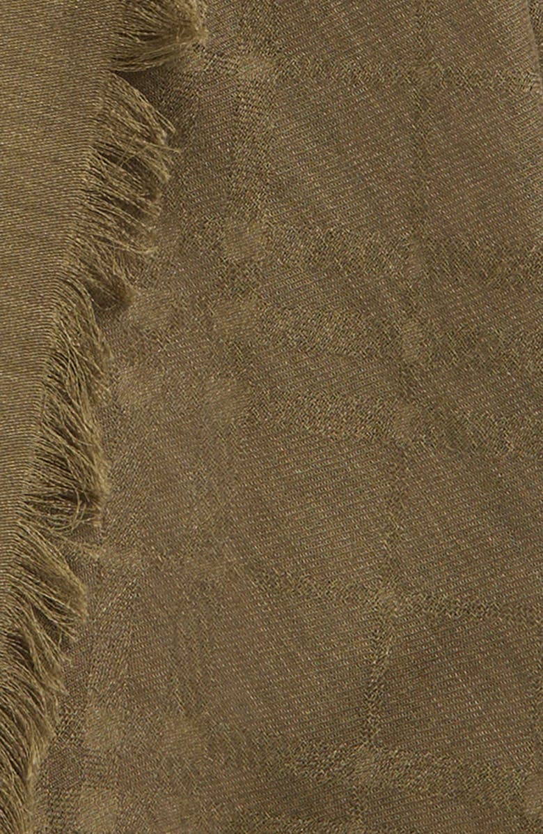 Burberry Medium Check Jacquard Wool & Silk Scarf, Alternate, color, Swamp