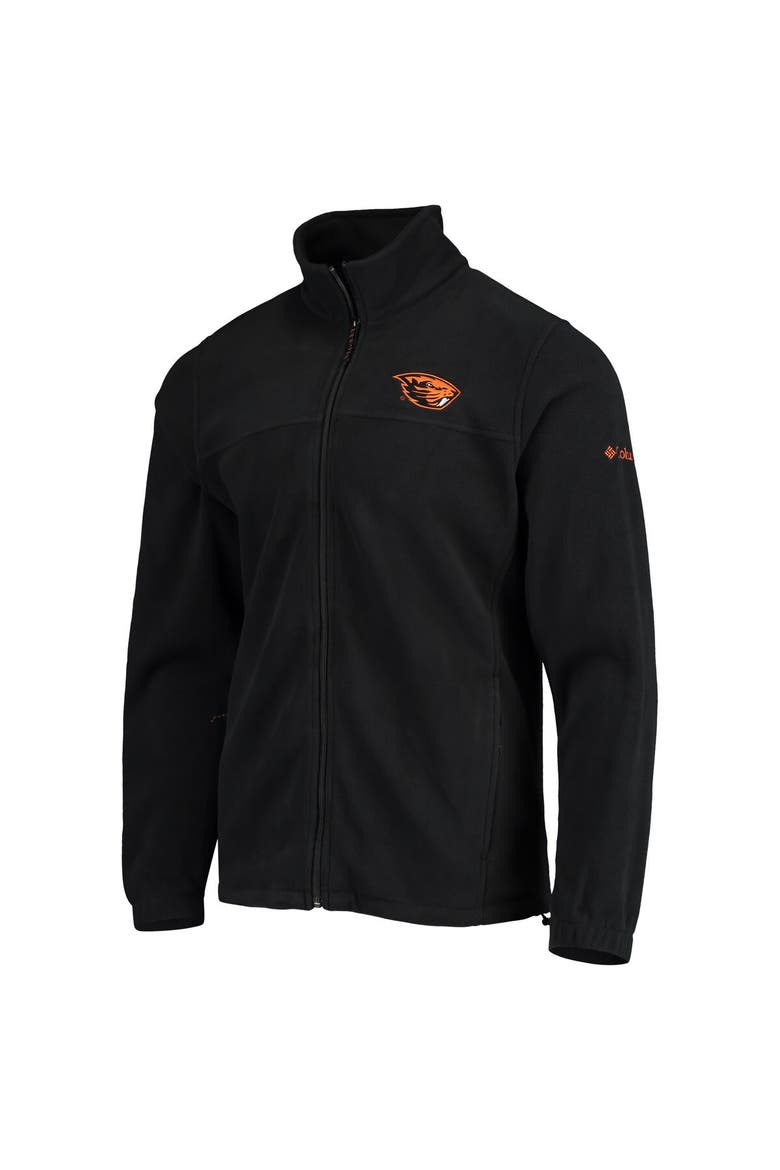 Men's Columbia Black Oregon State Beavers Flanker III Fleece Team Full-Zip Jacket, Alternate, color, Black