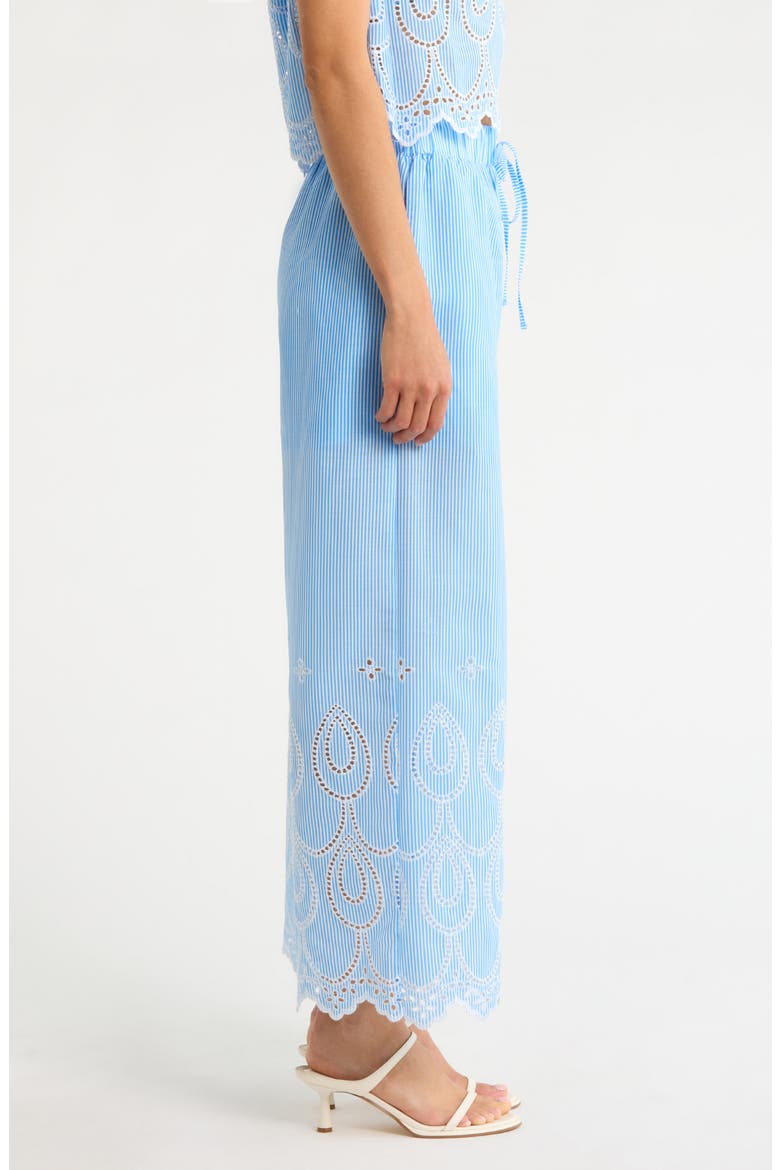 Geyser Striped Eyelet Wide Leg Pants, Alternate, color, WHITE-BLUE