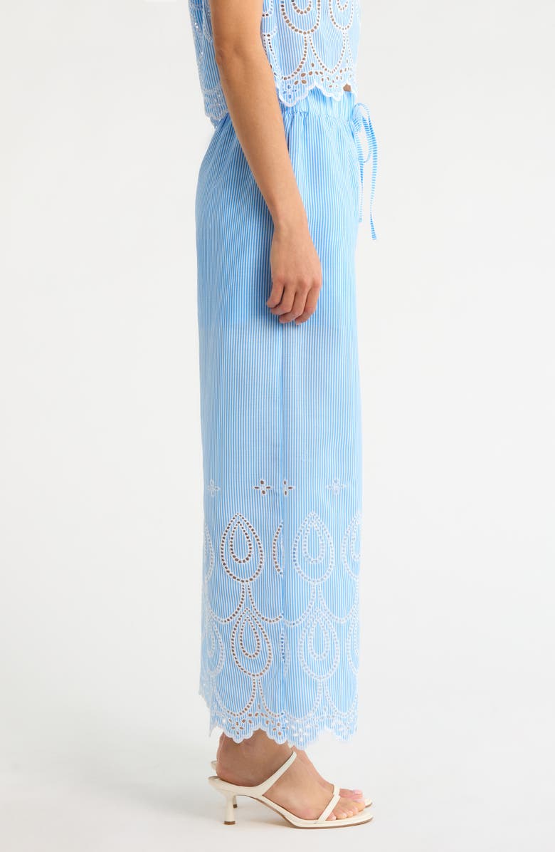 SUGARLIPS Geyser Striped Eyelet Wide Leg Pants, Alternate, color, White-Blue