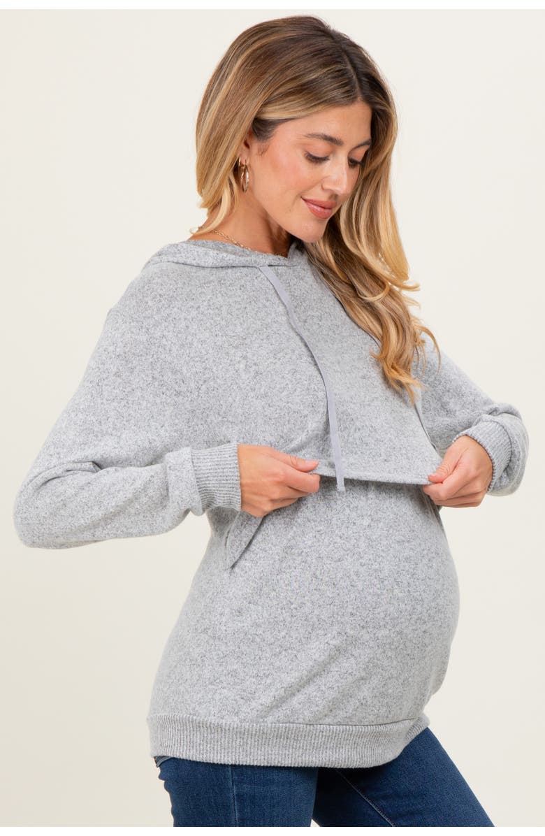 PinkBlush Double Layer Long Sleeve Nursing Hoodie, Alternate, color, Heather Grey