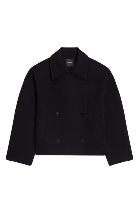 Double Breasted Wool Blend Peacoat
