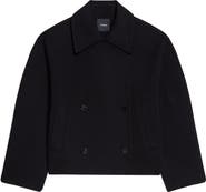 Theory Double Breasted Wool Blend Peacoat