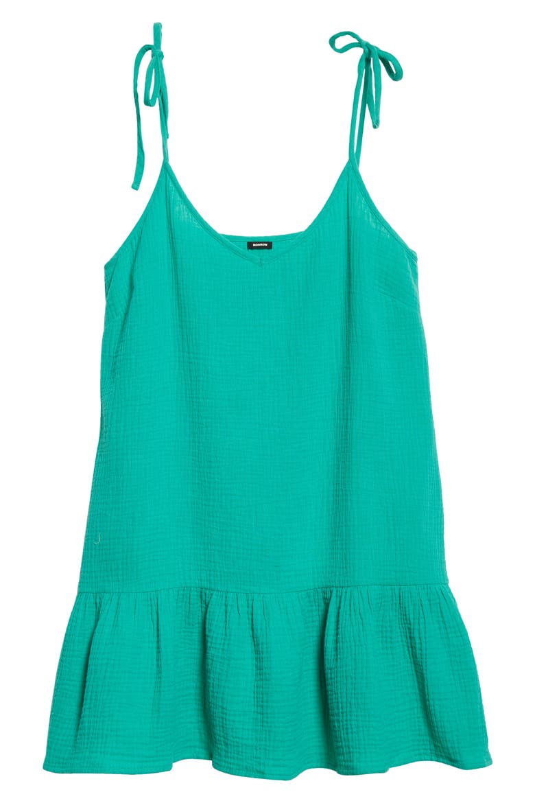 Easy Organic Cotton Gauze Slipdress, Alternate, color, PEACOCK GREEN