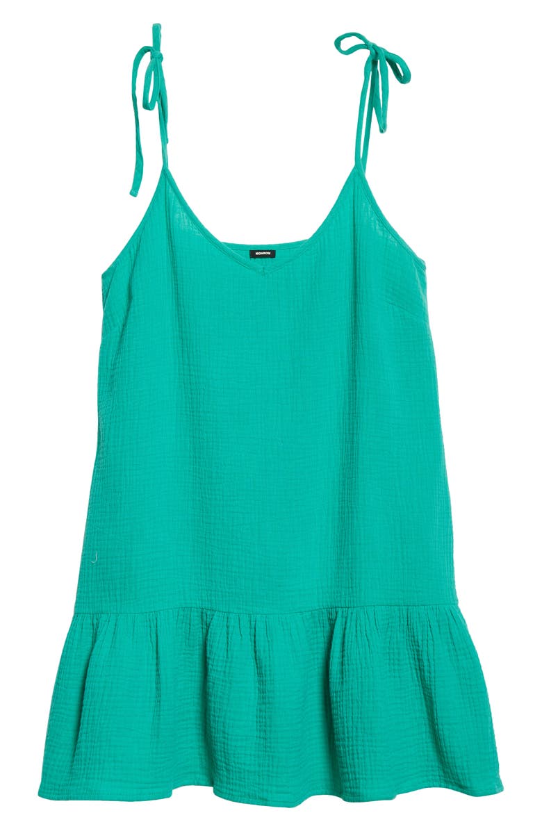 Monrow Easy Organic Cotton Gauze Slipdress, Alternate, color, Peacock Green