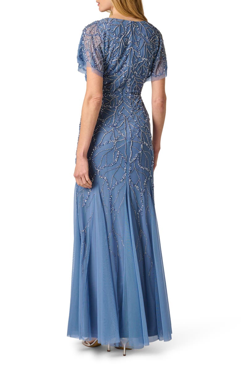 Adrianna Papell Beaded Godet Evening Gown, Alternate, color, French Blue
