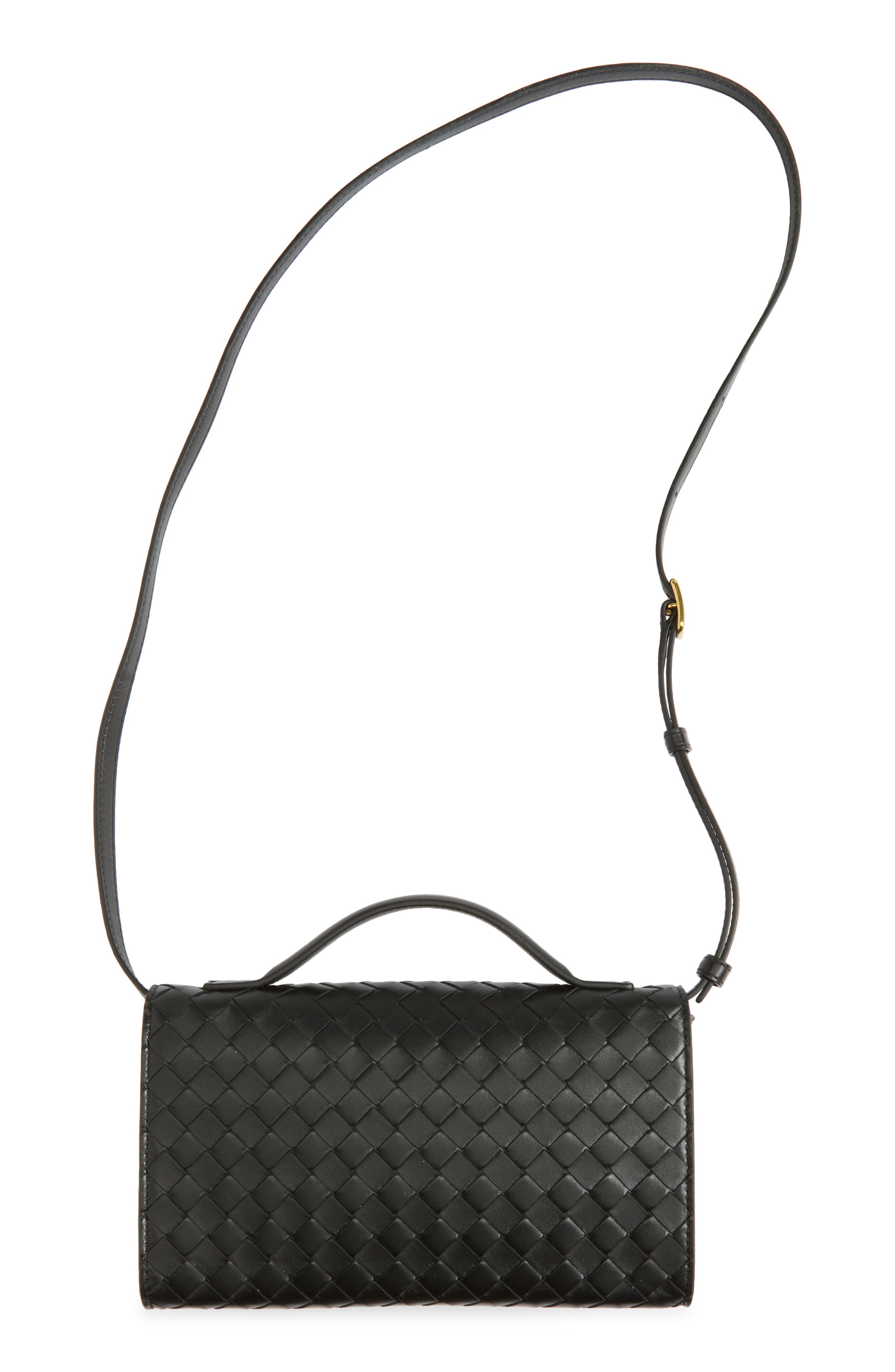 Andiamo Intrecciato Leather Top Handle Bag, Alternate, color, 1019 BLACK-M BRASS