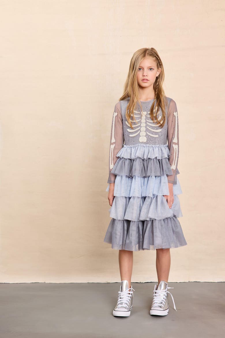 Skeleton Princess Dress for Girls, Alternate, color, Grey